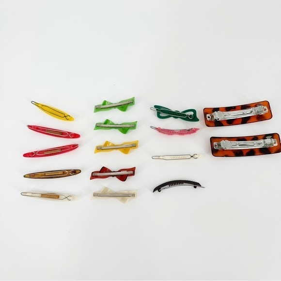 Vintage 70s 80s Plastic Metal Hair Clip Barrette Lot Bundle - Picture 4 of 4